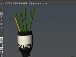 bamboo and vase Model 3D