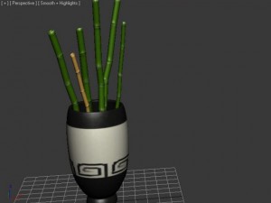 bamboo and vase Model 3D