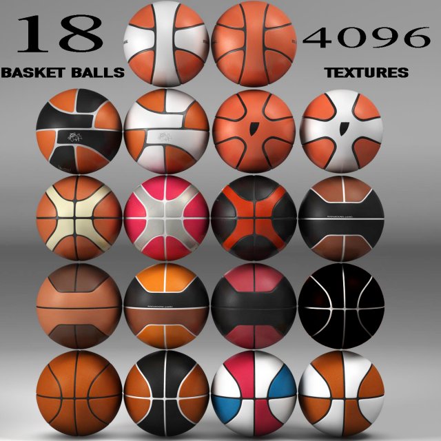basketball ball set 3D Модель .c4d .max .obj .3ds .fbx .stl .blend 