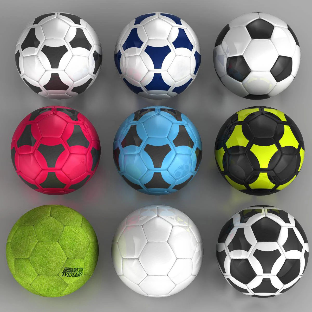 встановити футбольний м'яч 3D Модель .c4d .max .obj .3ds .fbx .stl .blend