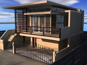 2-х этажный дом со столовой 3D Модель