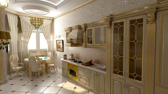 kitchen classical       sale Model 3D .c4d .max .obj .3ds .fbx .stl .blend 