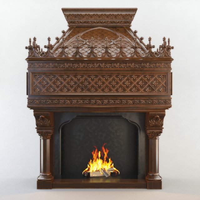 gothic fireplace cnc 3D मॉडल .c4d .max .obj .3ds .fbx .stl .blend 