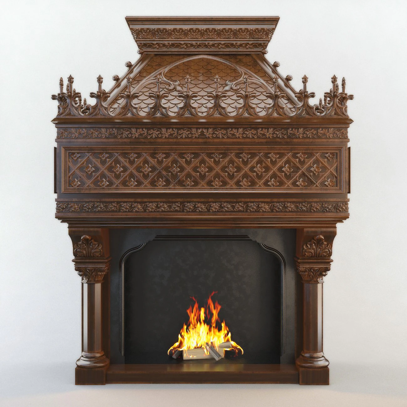 gothic fireplace cnc 3D Model .c4d .max .obj .3ds .fbx .stl .blend 