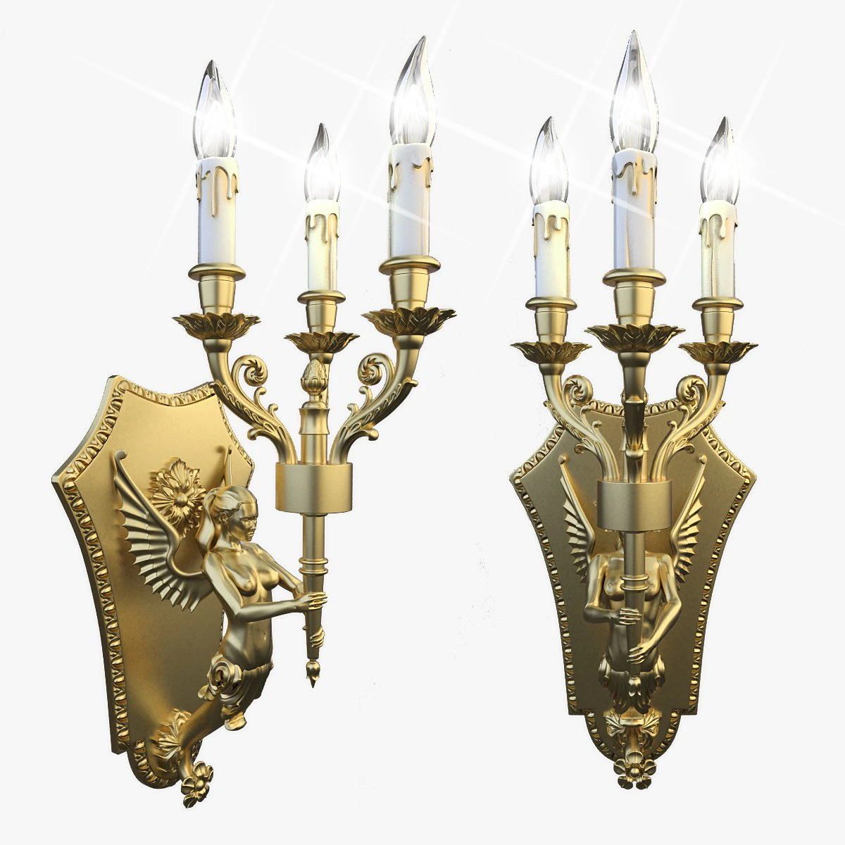winged victory bronze wall sconce 3D Model .c4d .max .obj .3ds .fbx .stl .blend