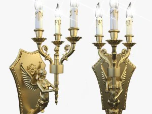 Gefl&uuml;gelte Victory-Wandleuchte aus Bronze 3D Modell