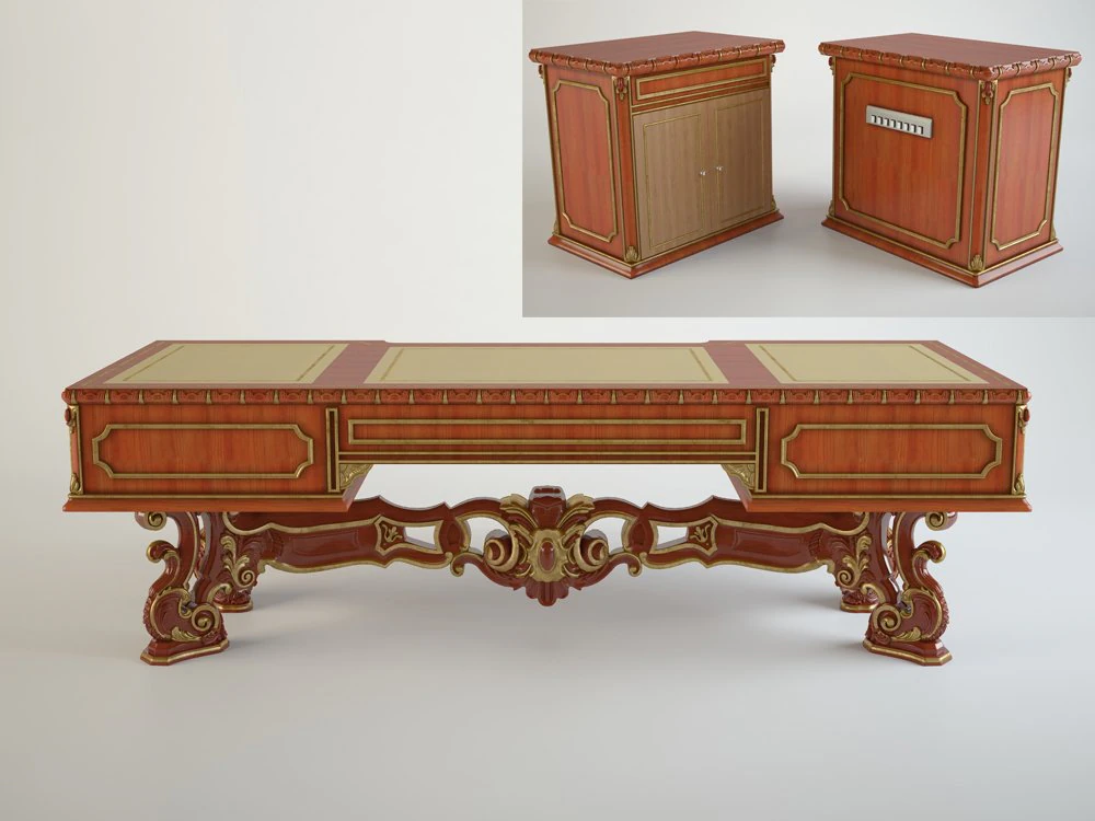 boss table with stand 3D Model .c4d .max .obj .3ds .fbx .stl .blend 