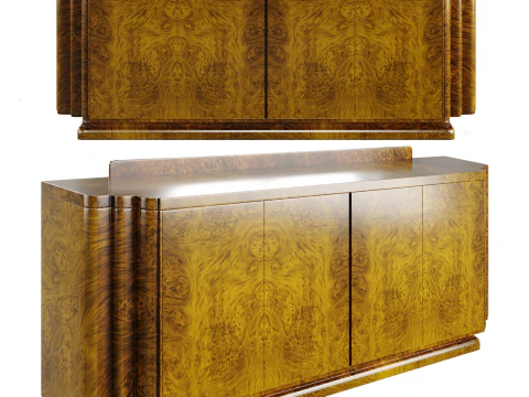 Art Deco Burl Ahşap Konsol Y&uuml;ksek Kaliteli Mobilya 3D Model