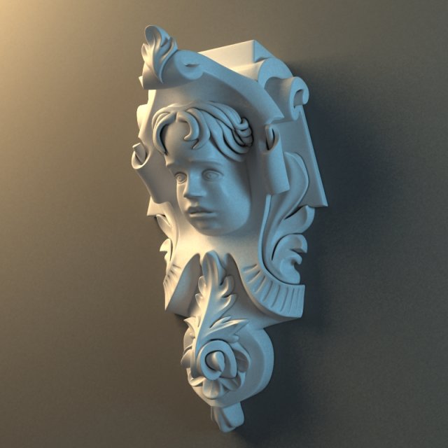 corbel with a cupid face Model 3D .c4d .max .obj .3ds .fbx .stl .blend 