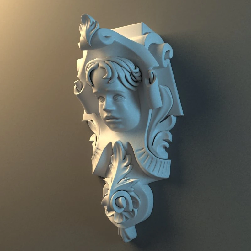 corbel with a cupid face 3D Model .c4d .max .obj .3ds .fbx .stl .blend