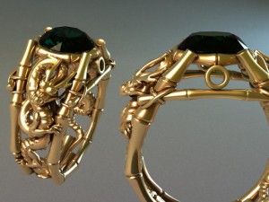 gold dragon ring Model 3D