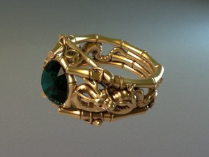 gold dragon ring Model 3D