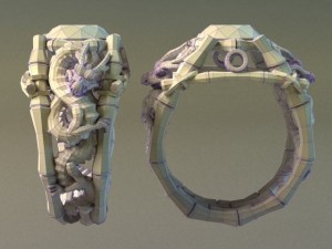 gold dragon ring Model 3D