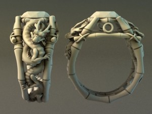 gold dragon ring Model 3D