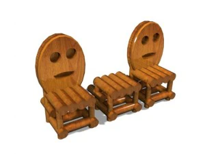 sillas de madera cil&iacute;ndricas Modelo 3D