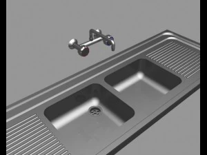 grifo y fregadero de cocina antiguos Modelo 3D