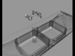 old kitchen faucet and sink Modelo 3D