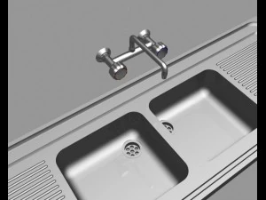 old kitchen faucet and sink 3D Model