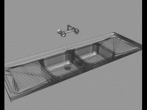 old kitchen faucet and sink 3D Model