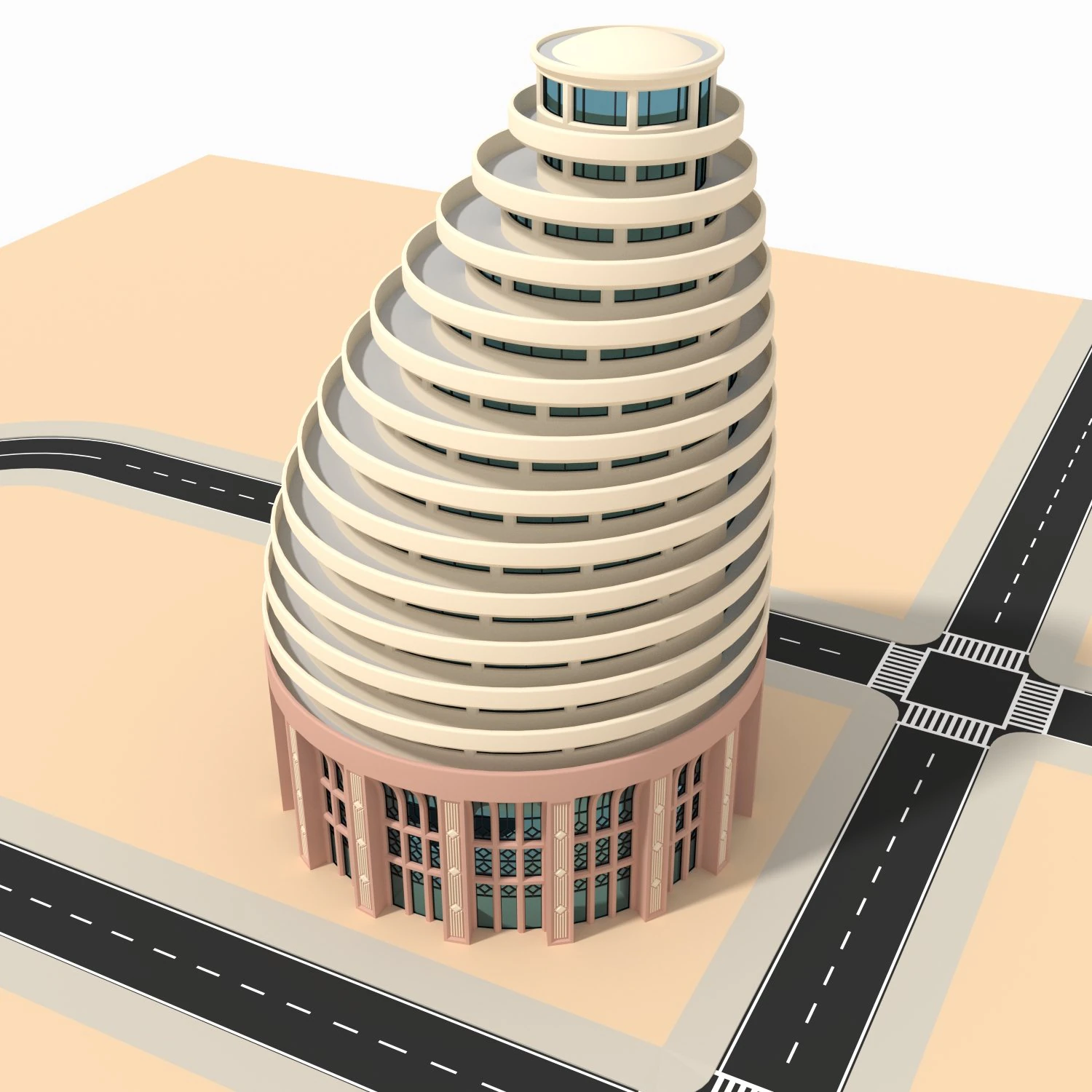 artistic round highrise 3D Model .c4d .max .obj .3ds .fbx .stl .blend 