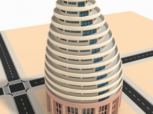 artistic round highrise Model 3D