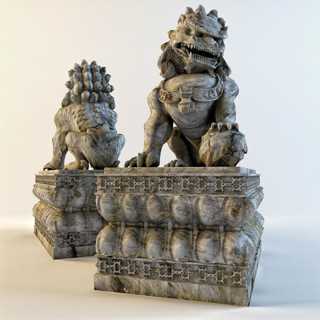 fu dogs 3D Model .c4d .max .obj .3ds .fbx .stl .blend