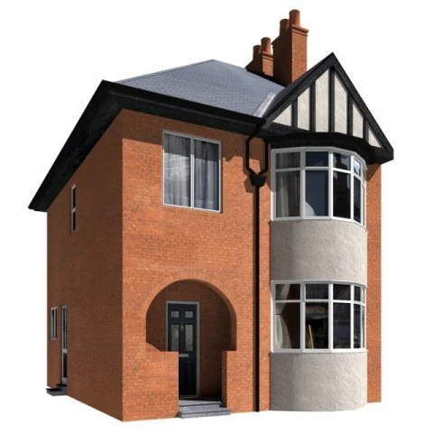semi detached house 3D Model .c4d .max .obj .3ds .fbx .stl .blend 
