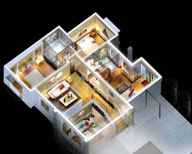 living room 0098 3D मॉडल .c4d .max .obj .3ds .fbx .stl .blend 