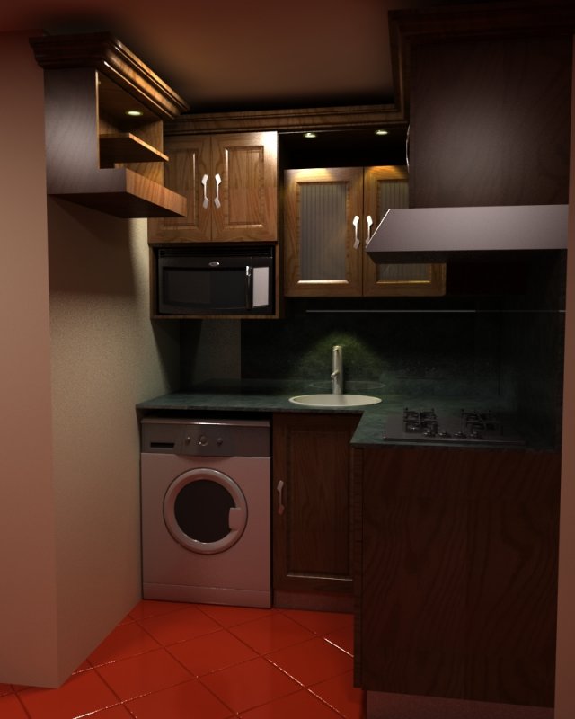 natural wood kitchen 3D Model .c4d .max .obj .3ds .fbx .stl .blend 