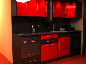 black  red kitchen Modèle 3D