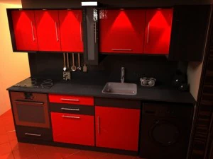 black  red kitchen 3D Model