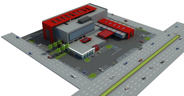 hospital building 3D Model .c4d .max .obj .3ds .fbx .stl .blend 