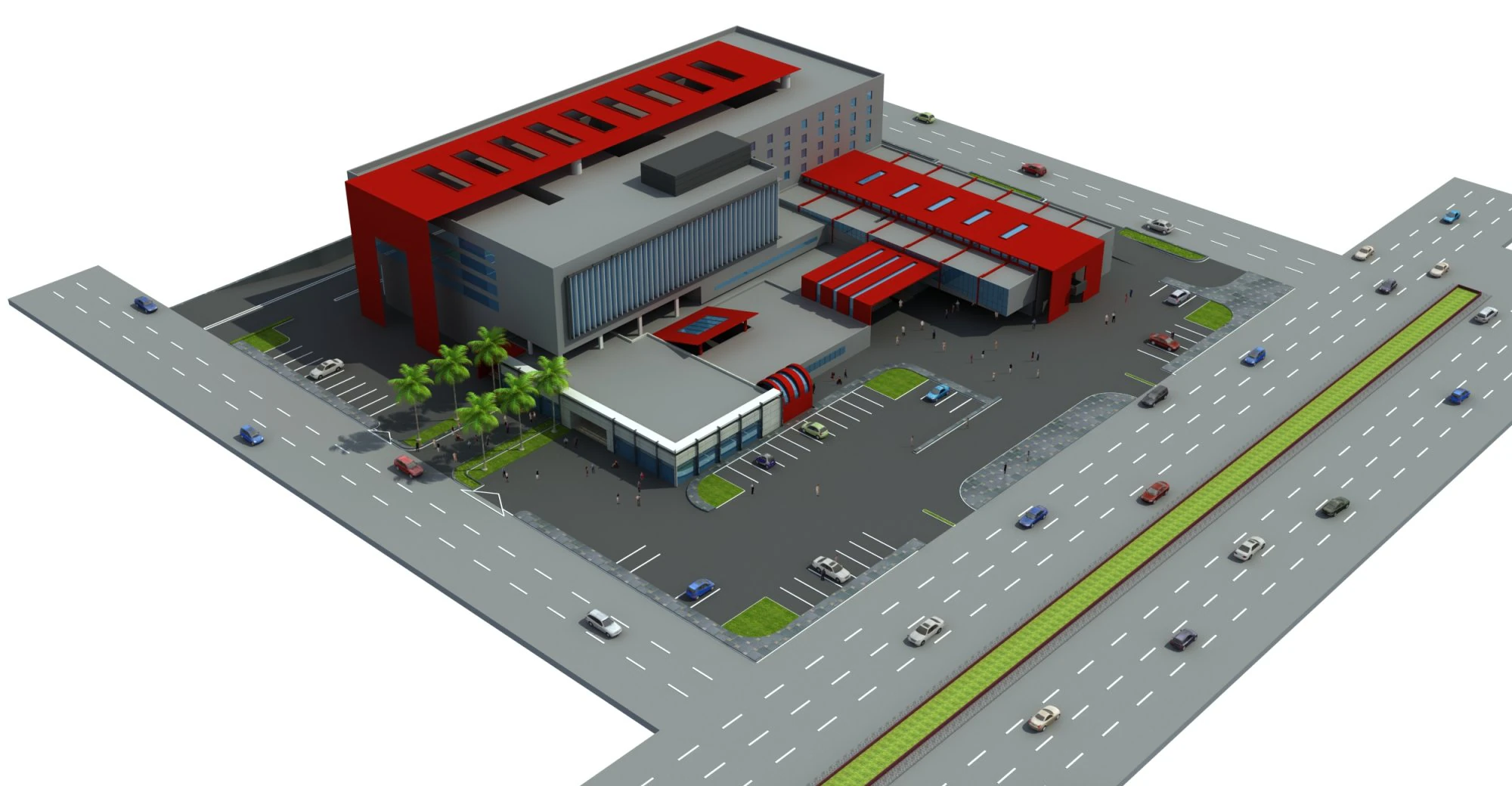hospital building 3D Model .c4d .max .obj .3ds .fbx .stl .blend 