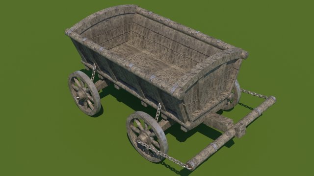 wooden cart 3D Model .c4d .max .obj .3ds .fbx .stl .blend 