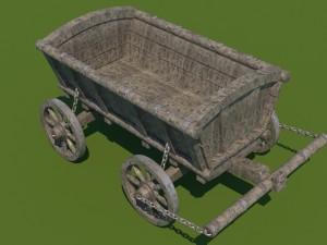 wooden cart Model 3D