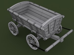 wooden cart 3D Model