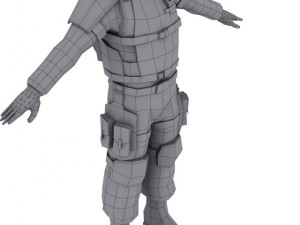 low poly sci fi soldier Model 3D