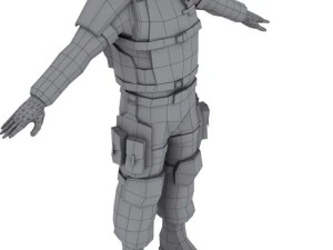 low poly sci fi soldier 3D Model