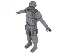 low poly sci fi soldier Model 3D