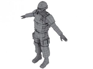 low poly sci fi soldier 3D Model