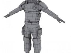 low poly sci fi soldier 3D Model