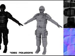 low poly sci fi soldier Model 3D