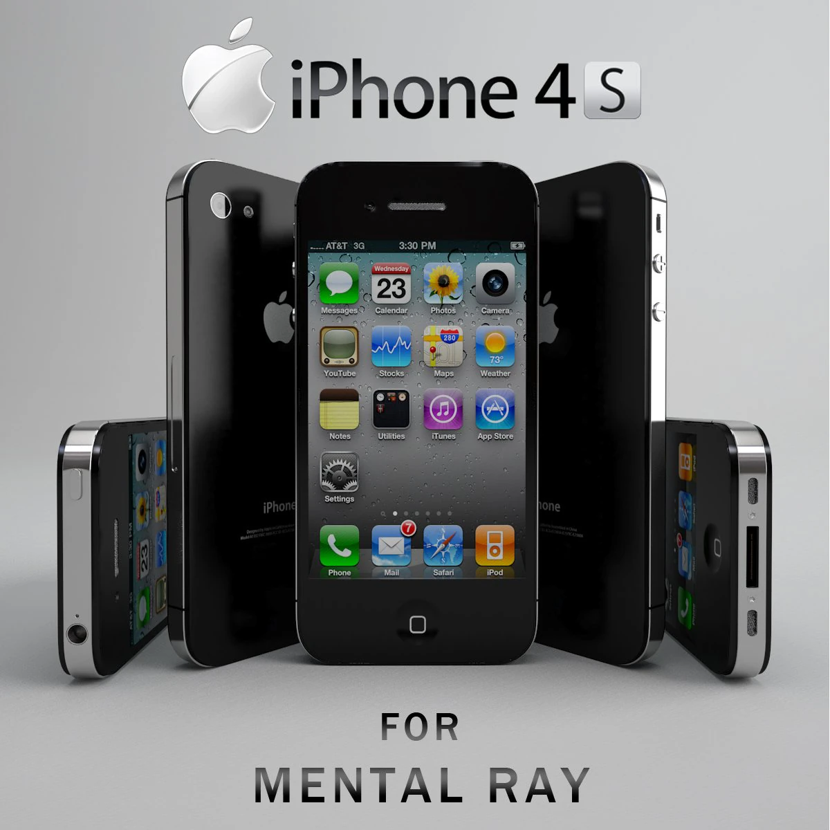 iphone 4s for mental ray 3D Model .c4d .max .obj .3ds .fbx .stl .blend 