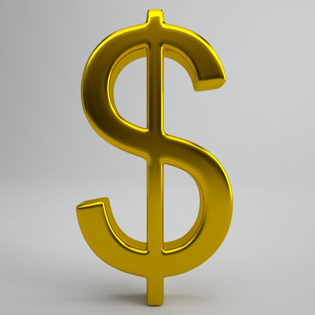 dollar sign 3D 模型 .c4d .max .obj .3ds .fbx .stl .blend 