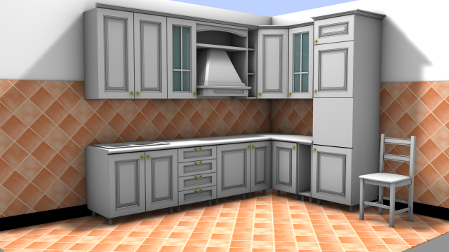 italian wood kitchen Modelo 3D .c4d .max .obj .3ds .fbx .stl .blend