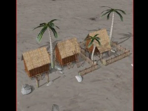 Fantasy-Dorfhütten 3D Modell