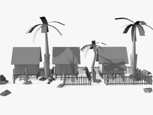 fantasy villege huts 3D Model