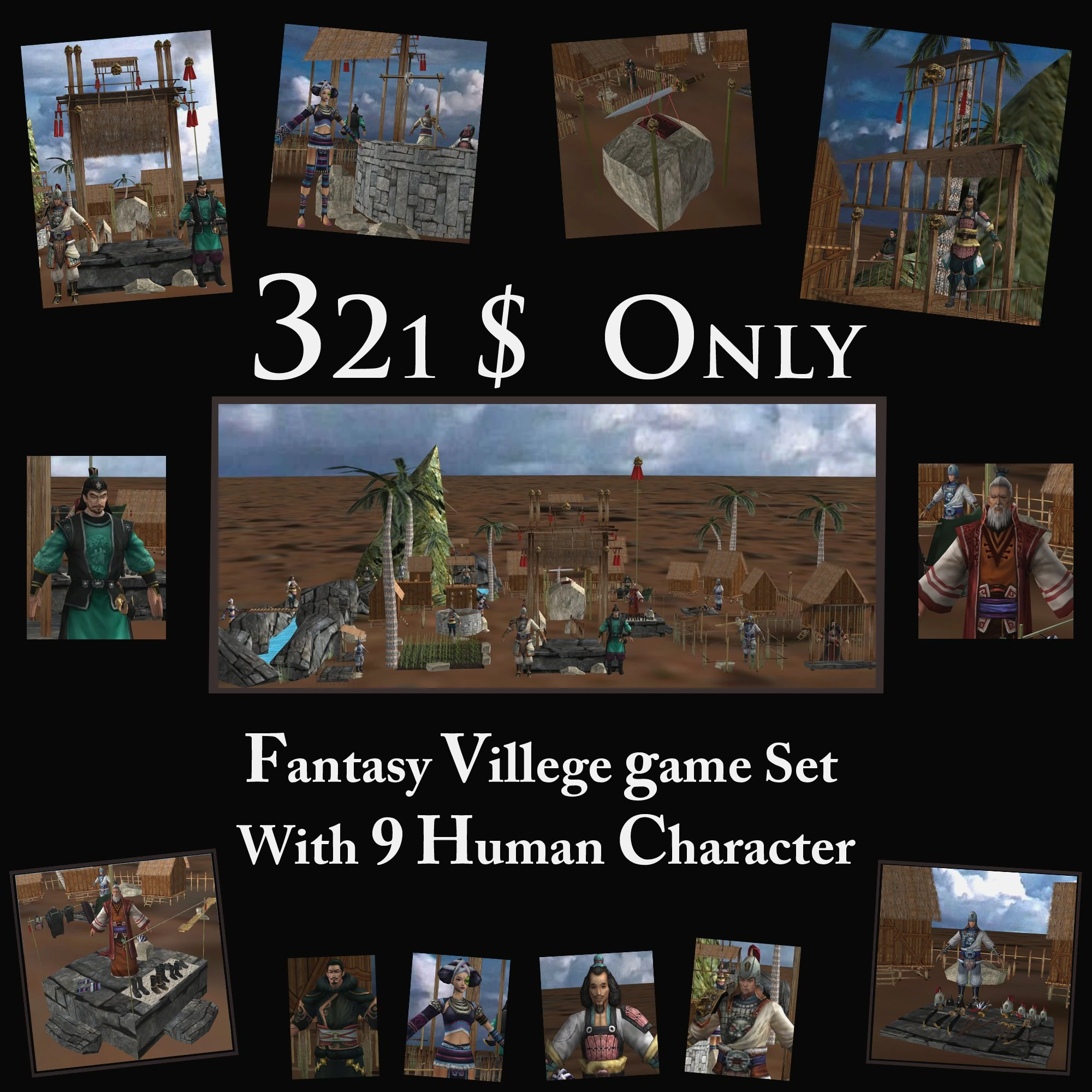fantasy villege game set 3D Model .c4d .max .obj .3ds .fbx .stl .blend 