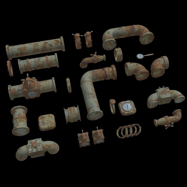 pipes collection set 3D Модель .c4d .max .obj .3ds .fbx .stl .blend