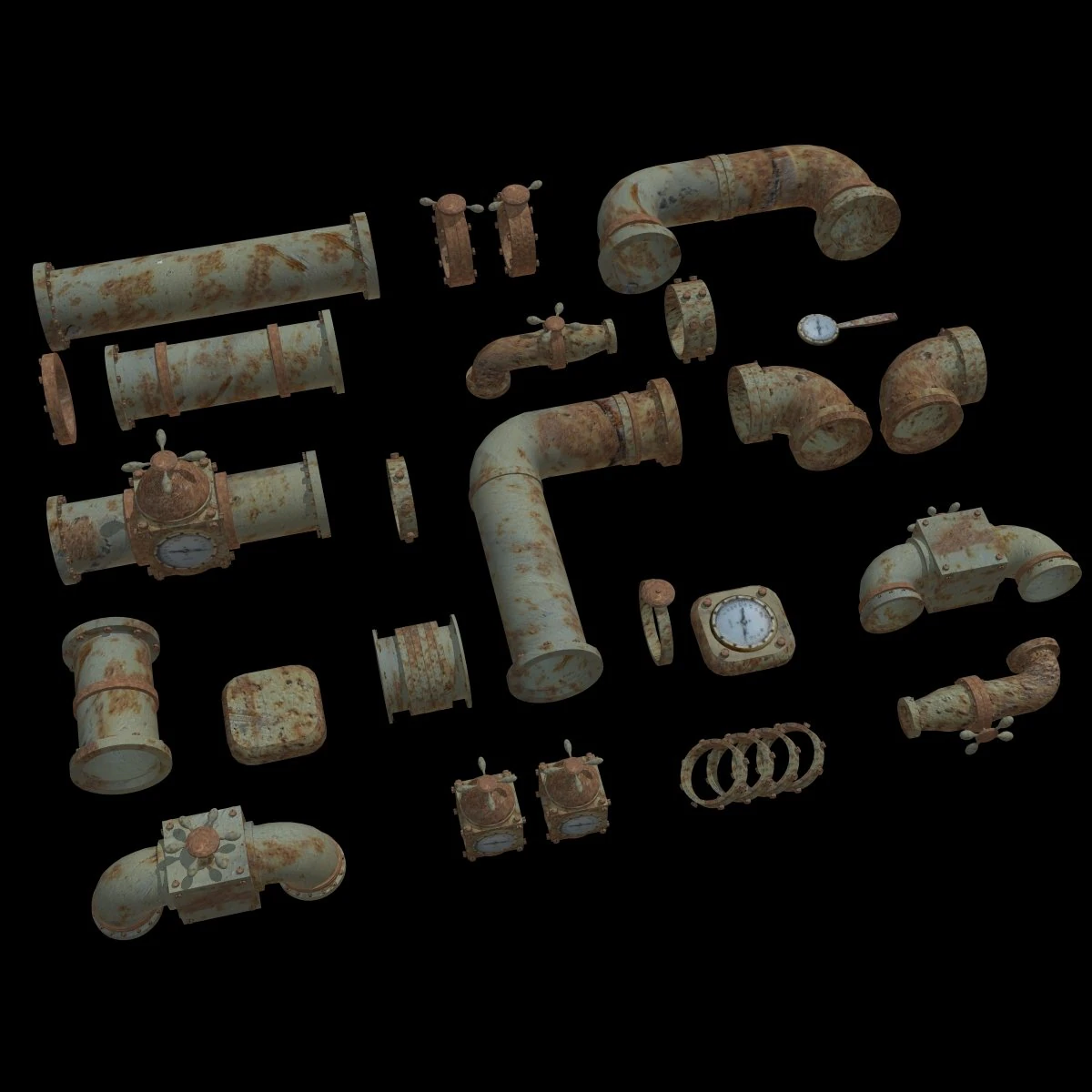 pipes collection set 3D Model .c4d .max .obj .3ds .fbx .stl .blend 